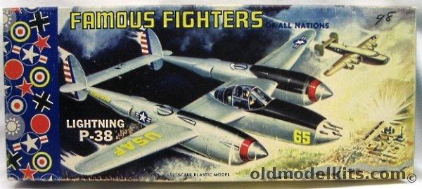 Aurora 1/48 P-38 Lightning Brooklyn - Famous Fighters of All Nations, 99-98 plastic model kit